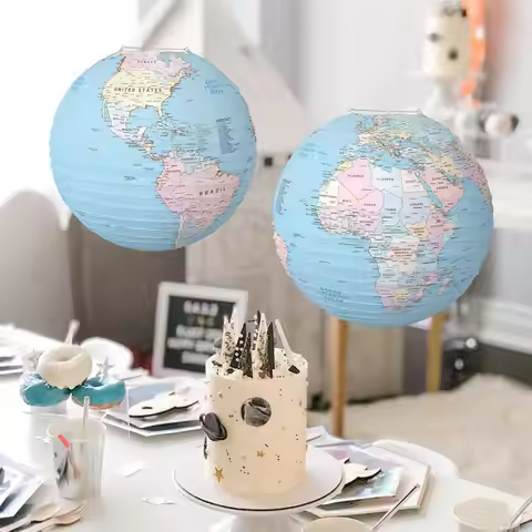 Creative World Map Lantern Earth Day World Map Earth Globe Ornament Portable Theme Party Decoration 