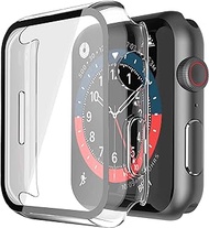 Misxi 2 Pack Hard PC Case with Tempered Glass Screen Protector Compatible with Apple Watch Series 6 SE Series 5 Series 4 40mm - Transparent