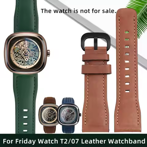 Men's Genuine Leather Wacthband For Seven Friday T2/07 T2/02 Luminox Cowhide Watch Strap 26mm Bracel