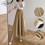 Ready Stock Skirt Labuh Khakis Cotton Skirt Skirt Muslimah Loose Skirt Kembang Long Skirt Korean Sty