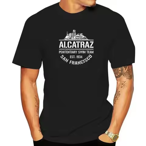 Alcatraz Penitentiary Swim Team San Francisco T-Shirt Family Tops Shirts For Men Cotton Top T-Shirts