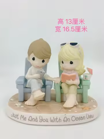 "Just Me and You with An Ocean View" Precious Moments Boy and Girl Figurine Ceramic Home Ornaments C