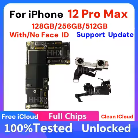Full Working Unlocked Mainboard for iPhone 12 Pro Max Authentic Motherboard with Face ID 256gb Main 
