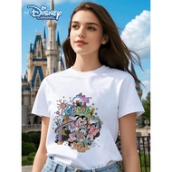 Officially Licensed Mickey Family & Epcot Tropical Print Women's T-Shirt - Extra Large Loose Fit Sum