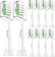 Ofashu Toothbrush Replacement Heads for Philips Sonicare Electric Brush Head Compatible with DiamondClean Protectiveclean C1 C2 W G2 2 Series 4100 5100, White, 10 Packs