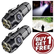 Buy 1 Free 1, 2 Pieces Mini Rechargeable LED Flashlight, with Frog Eye Lenses, 3 LED Wickets, 5 Ligh