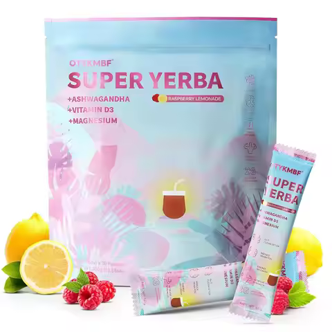 OTYKMBF Super Yerba Instant Powder Packets, Mate Tea with Raspberry Lemonade Flavor, 30 Servings Yer