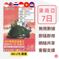dtac - 東南亞6國通【7日】4G LTE 極高速無限數據卡 上網卡 電話卡 旅行電話咭 Data Sim咭 (新加坡,馬來西亞, 泰國, 印尼, 越南, 柬埔寨)