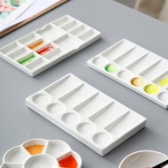 Ceramic Palette New Simple and Easy to Clean Ceramic Multi-Grid Watercolor Chinese Painting White Po