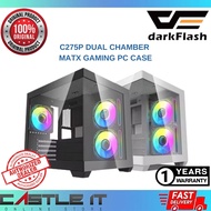 Aigo DarkFlash C275P Black White Dual Chamber M-ATX PC Casing Chassis Micro-ATX Gaming