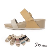 FM SHOES Contrast Color Decompression Wedge Slippers