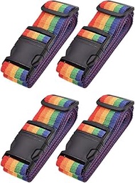 uxcell Luggage Straps Suitcase Belts with Buckle Label, 2Mx5cm Adjustable PP Travel Bag Packing Accessories, Multi Color (Red Orange Yellow Green Blue) 4Pcs