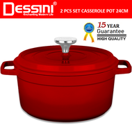 DESSINI ITALY iNM-24 Die Cast Aluminium Non Stick Casserole Pot Bowl Deep Fry Pan Cookware Tool PERI