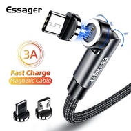 Essager 540 Rotate Cable 3A Fast Charging Micro USB Type C Cable For iPhone Xiaomi Phone Charger Dat
