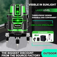 【With 2 bateri】5 Line Laser Level Green Light Adjustable Self-Leveling 360° Rotary Cross 3D 4D Level