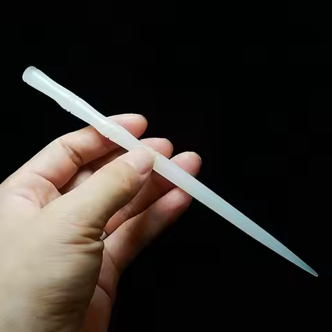 Chinese Natural White jade handcarving Bamboo joint jade hair hairpin statue