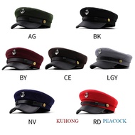 KUHONG Casual Summer Military Caps Woman Cotton Beret Flat Hats Captain Cap Trucker Vintage Red Blac