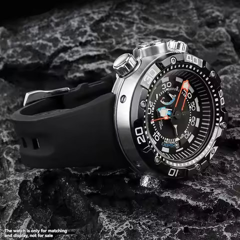 For Citizen Big Monster BN2021/BN2024/BN2029 Silicone Watch Belt Waterproof Water Ghost Can Series S