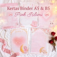 [Crayon Land] Loose Leaf/Paper Binder Contents A5 & B5 Aesthetics Pink Islamic 80gsm & 100gsm (10 Sh