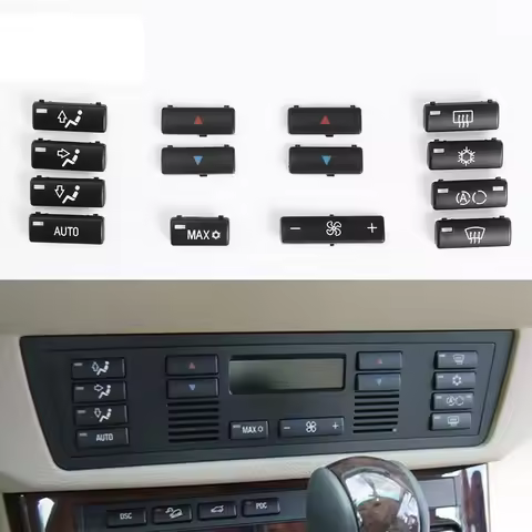 For BMW E39 E53 Car Center Console Climate A/C Control Panel Switch Buttons Cover Caps Key Replaceme