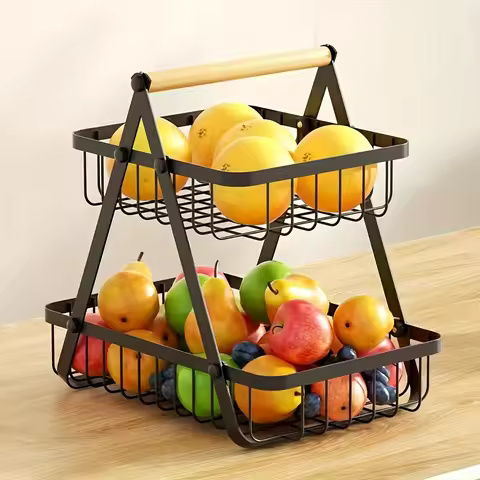 2 Tier Countertop Fruit Basket,Portable Fruit Bowle Basket for Kitchen Organizer Storage & Fruits Ve