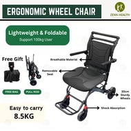 Lightweight Foldable Wheelchair Transfer Chair Wheelchair Kerusi Roda Orang Tua Travel Outdoor Wheel