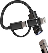 HOYULLI CJJ0168-USB A to UBS C Lightning Adapter Compatible for Samsung Galaxy Google LG Apple iPhone 15 Pro Max Plus iPad 10、Air4/5、Mini6、Pro12.9 Type C OTG 3.0 Cable Thunderbolt Port