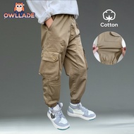 OWLLADE Cargo Jogger Pants for Kids Boy 21013 in Khaki B02 4T-2