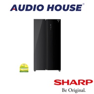 SHARP SJ-SS60G-BK 599L SIDE BY SIDE FRIDGE BLACK GLASS 3 TICKS W900xD730xH1770MM 2 YEARS WARRANTY