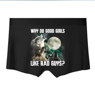 Why Do Good Girls Like Bad Guys Wolf Moon Print Men's Boxer Briefs