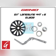 Crank Set Gear Gir Langsung Tengah Sepeda BMX Ukuran 20 Genio 44T Chrome | High Quality