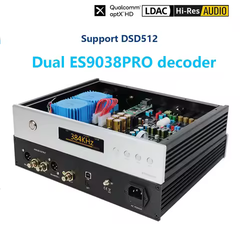 Dual ES9038PRO Audio Decoder Fully Balanced QCC5125 Bluetooth 5.0 DAC Support DSD512 PCM384KHz Lossl