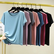 Chubby Meiyi Top Rin Sensation Clothes Short-Sleeved T-Shirt Modal M-2XL Outer Wear Round Neck Thin 