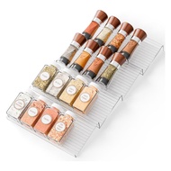 For Drawer Spice Rack 4 Pack-Acrylic Adjustable Narrow Design Fits 9" to 17.7" Expansion Capacity-Se