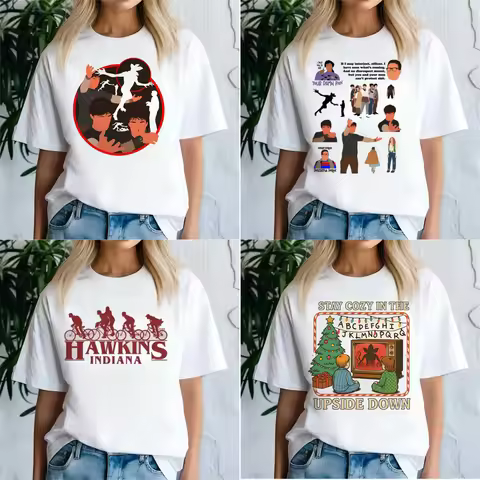 Shirt Female Hawkins Demogorgon Hip Hop Harajuku WILL Classic T Shirt Streetwear Colorful Grunge Gra
