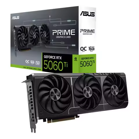 ASUS PRIME GeForce RTX 5060 Ti 16GB GDDR7 Overclocked Graphics Card 2647MHz 28Gbps PCIe 5.0 Gaming V