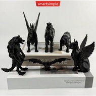 SMARTSIMPLE 3D Print Creative Werewolf Horse Cat Griffin Decoration Black Statue Ornament Realistic 
