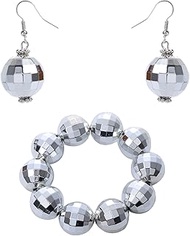 Disco Costume Accessories Disco Ball Earrings Disco Ball Bracelet 70s Disco Jewelry Rave Accessories Set for Women and Girls Disco Outfit Accessories, Resin, plastic