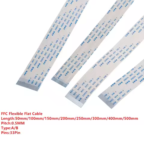 10Pcs Flat Flexible Cable FFC FPC LCD AWM 20624 80C 60V VW-1 0.5MM Pitch 33 Pin Forward/Reverse 33Pi