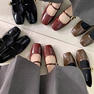 Flat Mary Jane Black Shoes French Brown All-Match Gentle Mary Jane Shoes 4TC9