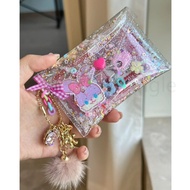 Coin Purse New Year Christmas Valentine's Day Exchange Gift Coin Storage Bag Ornaments Korean Decoration Ins Style Japanese Pvc Quicksand Transparent Small Card Holder Waterproof Stain-Resistant Cartoon Cute Storage Small Bag Handmade Bag Coin Purse