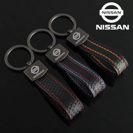Leather Keychain Pendant Car Key Rings Gift Accessories for Nissan Tiida X-Trail 370Z Altima Elgrand