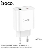 สินค้าใหม่ล่าสุด!! Hoco C80A Plus หัวชาร์จเร็ว PD ชุดชาร์จเร็ว Type-C USB PD Quick Charge  Fast Charger PD20W QC3.0 (EU) ปลั๊กขากลม  (มาตรฐานยุโรป) ของแท้
