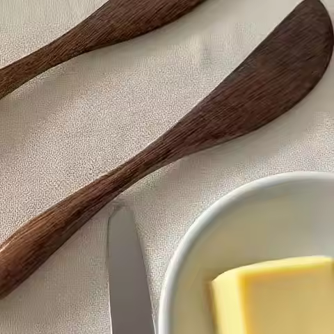 1Pc Solid Wood Cheese and Butter Knife Set, Perfect for Spreading Jam Peanut Butters on Buns with Cr