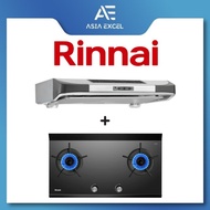 RINNAI RH-90ER 90CM SLIMLINE HOOD + RINNAI RB-2CGN 2 BURNER INNER FLAME GLASS GAS HOB