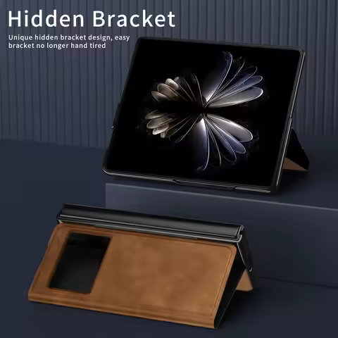 Luxury Leather Folding Case For Xiaomi Mix Fold 2 High-end Business Holster For Mi Mix Fold 2 With H