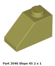 Parts Ori Lego Olive Green Slope 45 2 x 1 3040