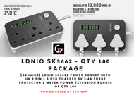 GENUINE] LDNIO SK3662 Power Socket with UK 3 Pin + 6 USB Charger 5V 3.4A Surge Protector 2 Meter Pow
