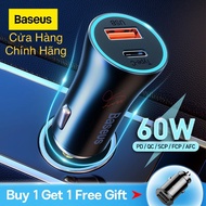 60W Car Charger for car usb typeC type-C fast car charger with split socket