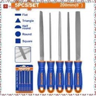Set of 5 200mm 8 steel files" WADFOW WSF2405 flat, semi-circular, round, square, triangular steel fi
